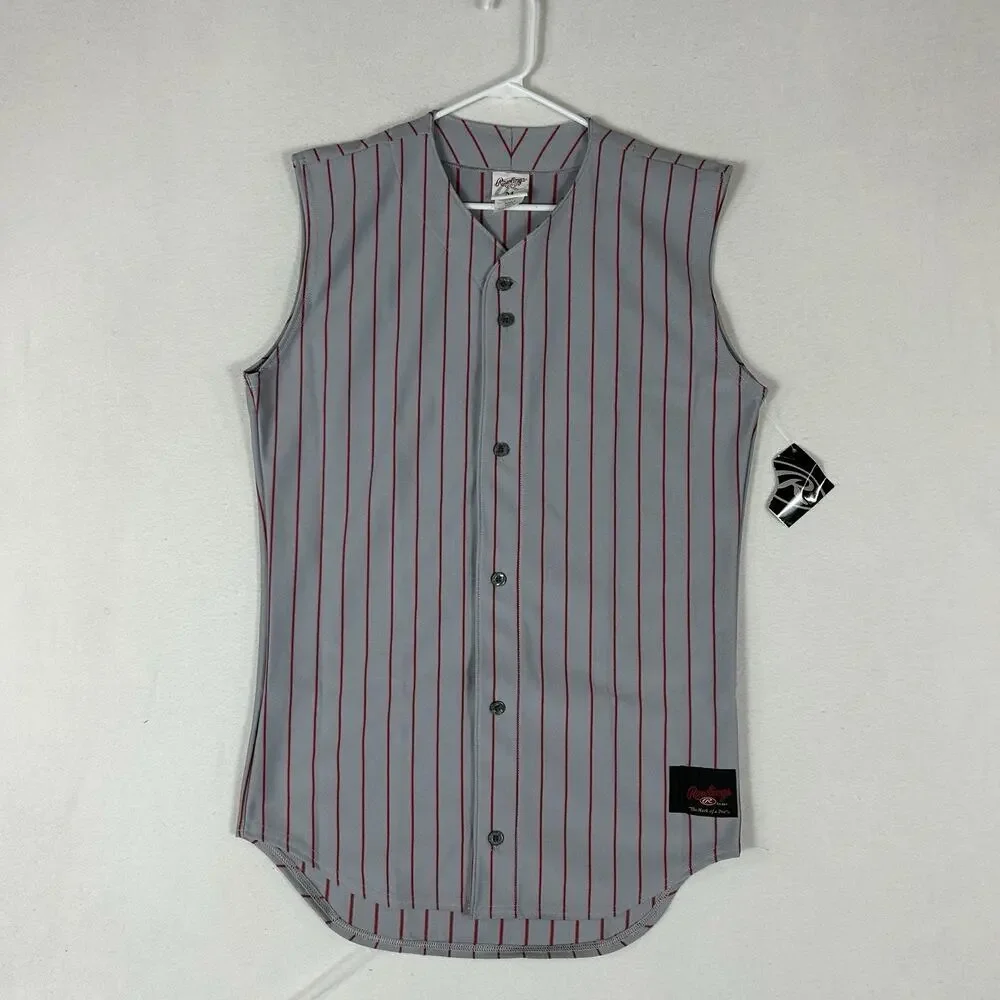 Rawlings NEW Pinstripe Baseball Sleeveless Jersey Vintage Men's Adult Medium NWT